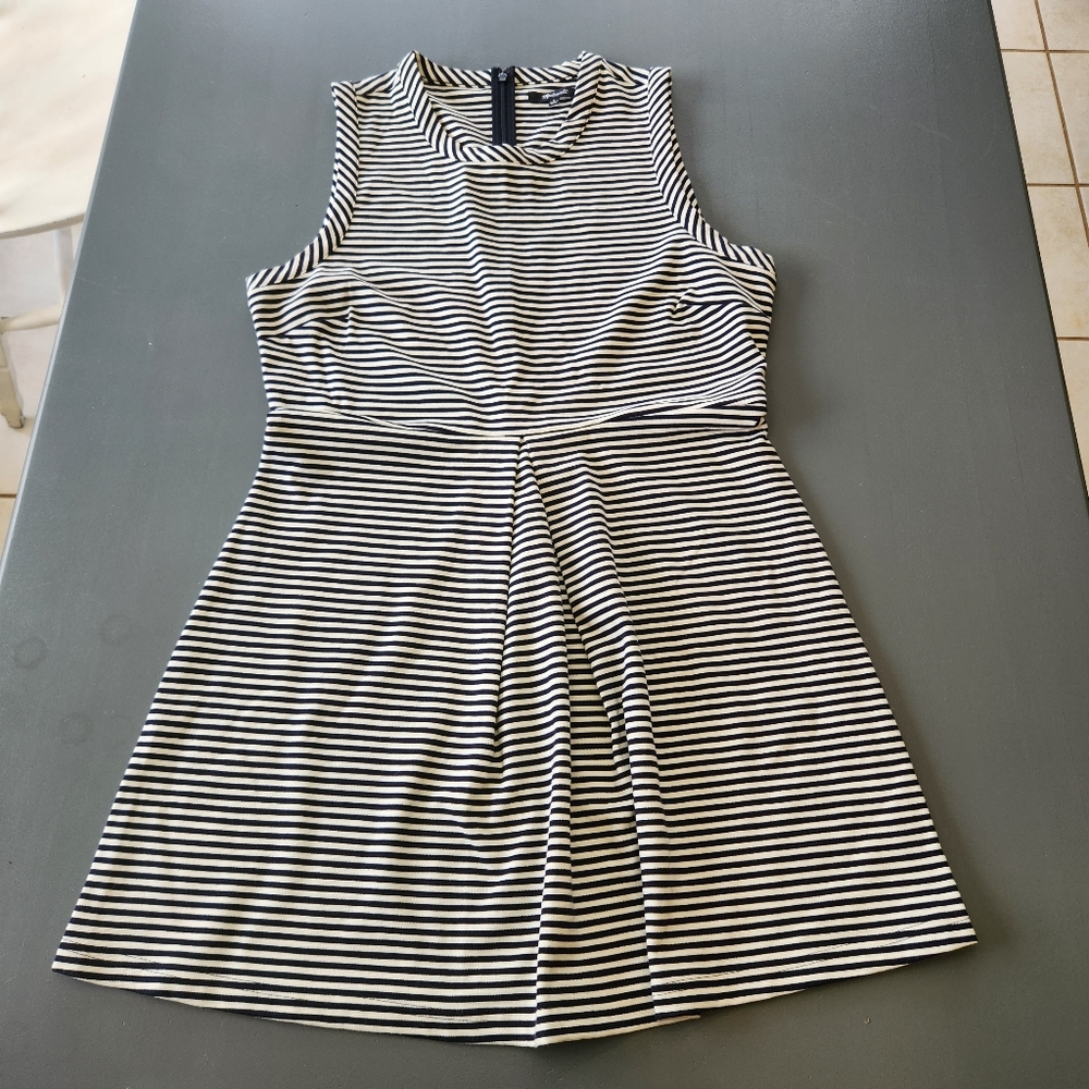 Madewell Afternoon Dress Women's Large Striped Black & White Sleeveless Dress